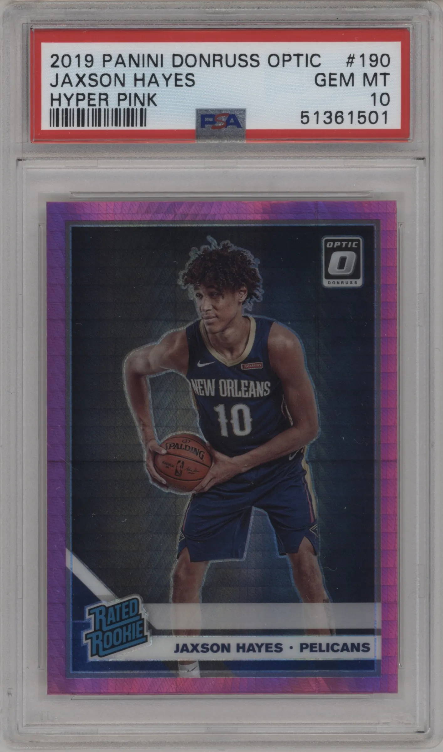 2019 Panini Donruss Optic Rated Rookie Jaxson Hayes Hyper Pink #190 PSA 10