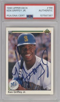 Ken Griffey Jr. from the 1990 Upper Deck set graded by PSA and given an overall grade of 0.