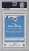 Tua Tagovailoa from the 2020 Panini Donruss Optic set featuring a Holo parallel graded by PSA and given an overall grade of 10.