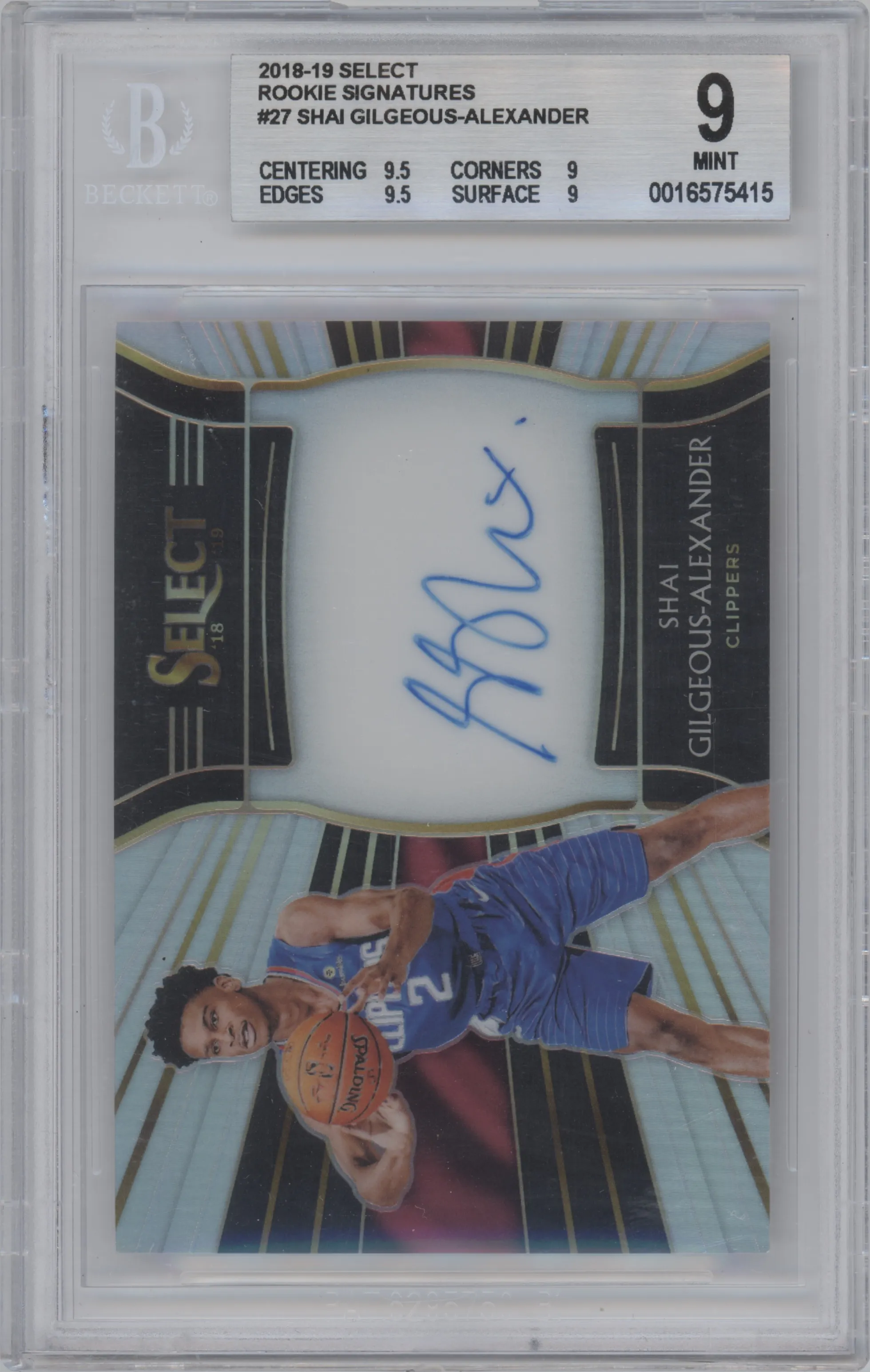 2018 Panini Select Rke.Sig. Shai Gilgeous-Alexander #RS-SGA BGS 9