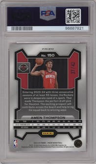 Amen Thompson from the 2023-24 Panini Prizm set featuring a Pink Pulsar parallel graded by PSA and given an overall grade of 9.
