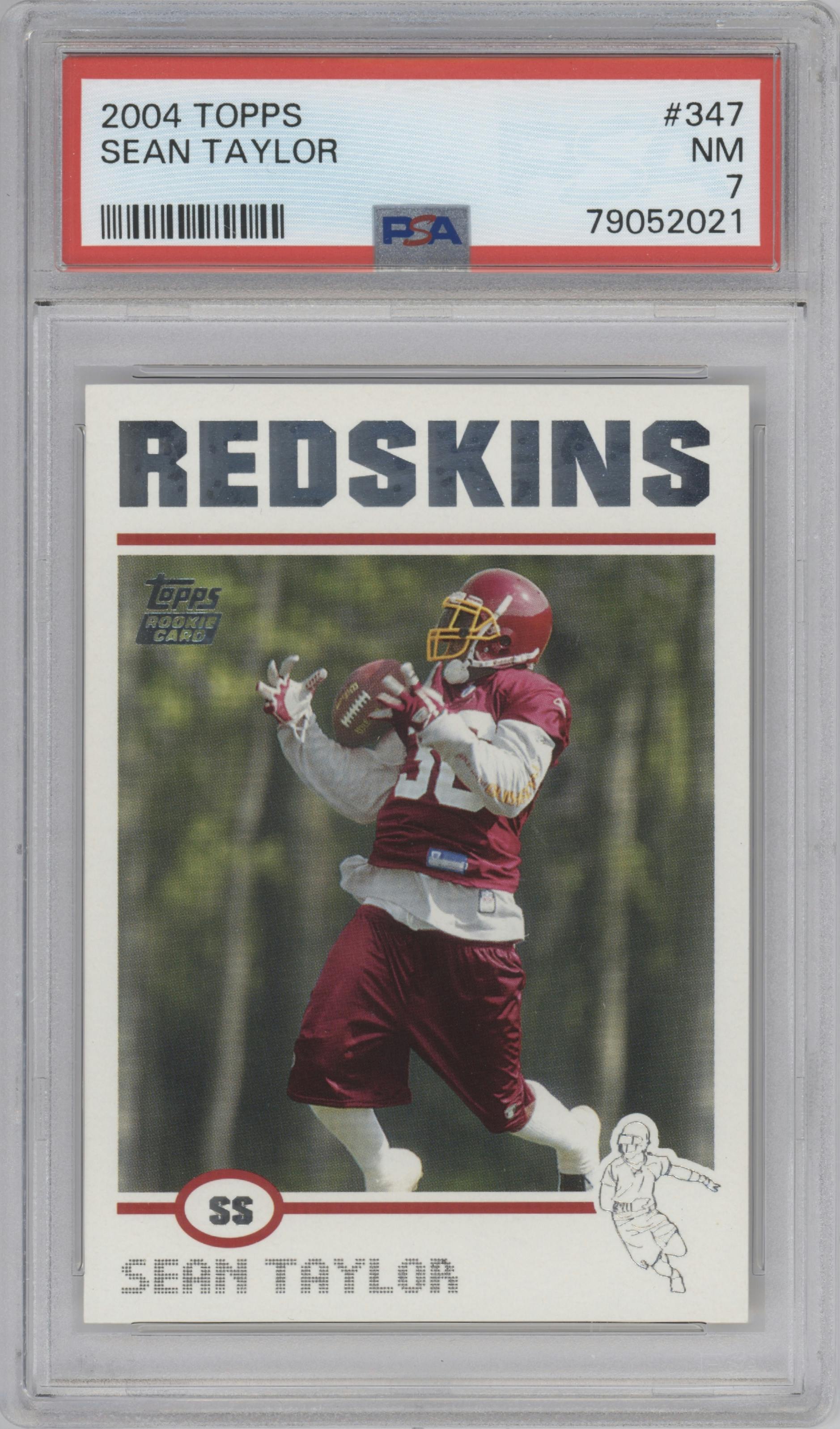 Sean Taylor from the 2004 Topps set graded by PSA and given an overall grade of 7.