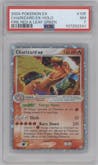 Charizard ex from the 2004 Pokemon EX set graded by PSA and given an overall grade of 7.