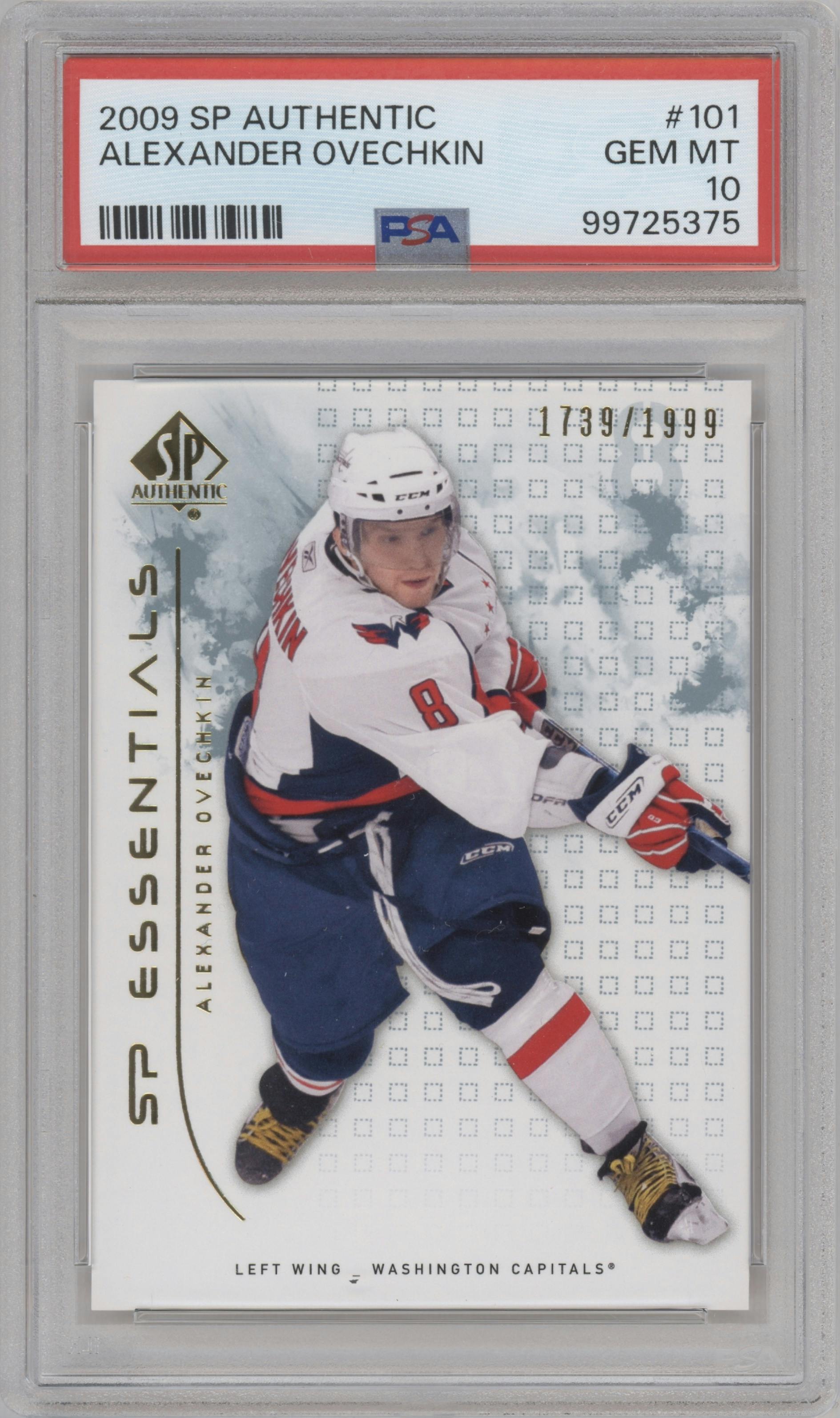 Alexander Ovechkin  from the 2009-10 SP Authentic set graded by PSA and given an overall grade of 10.