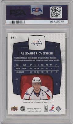 Alexander Ovechkin  from the 2009-10 SP Authentic set graded by PSA and given an overall grade of 10.