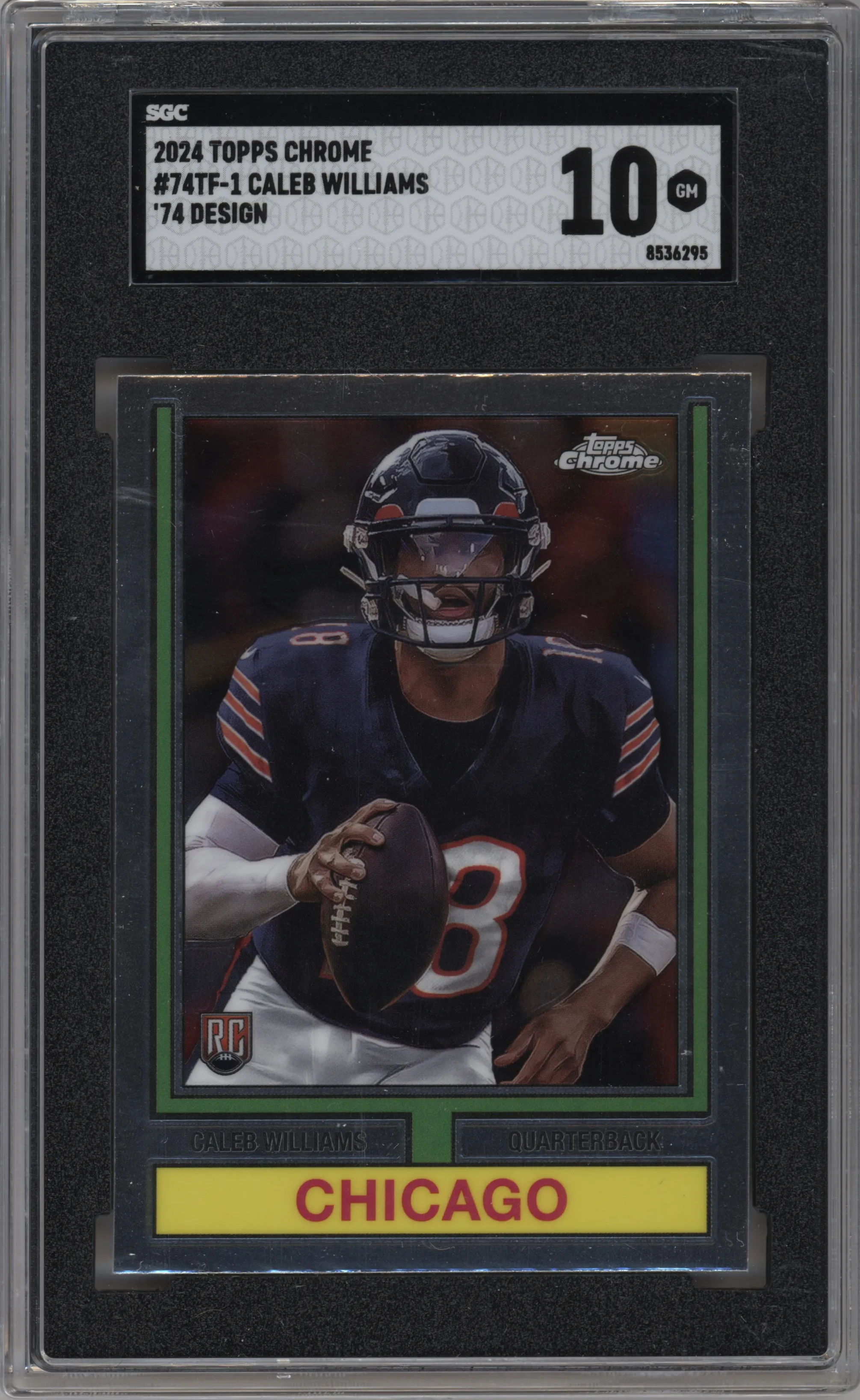 2024 Topps Chrome 1974 Caleb Williams #74TF-1 SGC 10