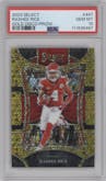 Rashee Rice from the 2023 Panini Select set featuring a Gold Disco  parallel graded by PSA and given an overall grade of 10.