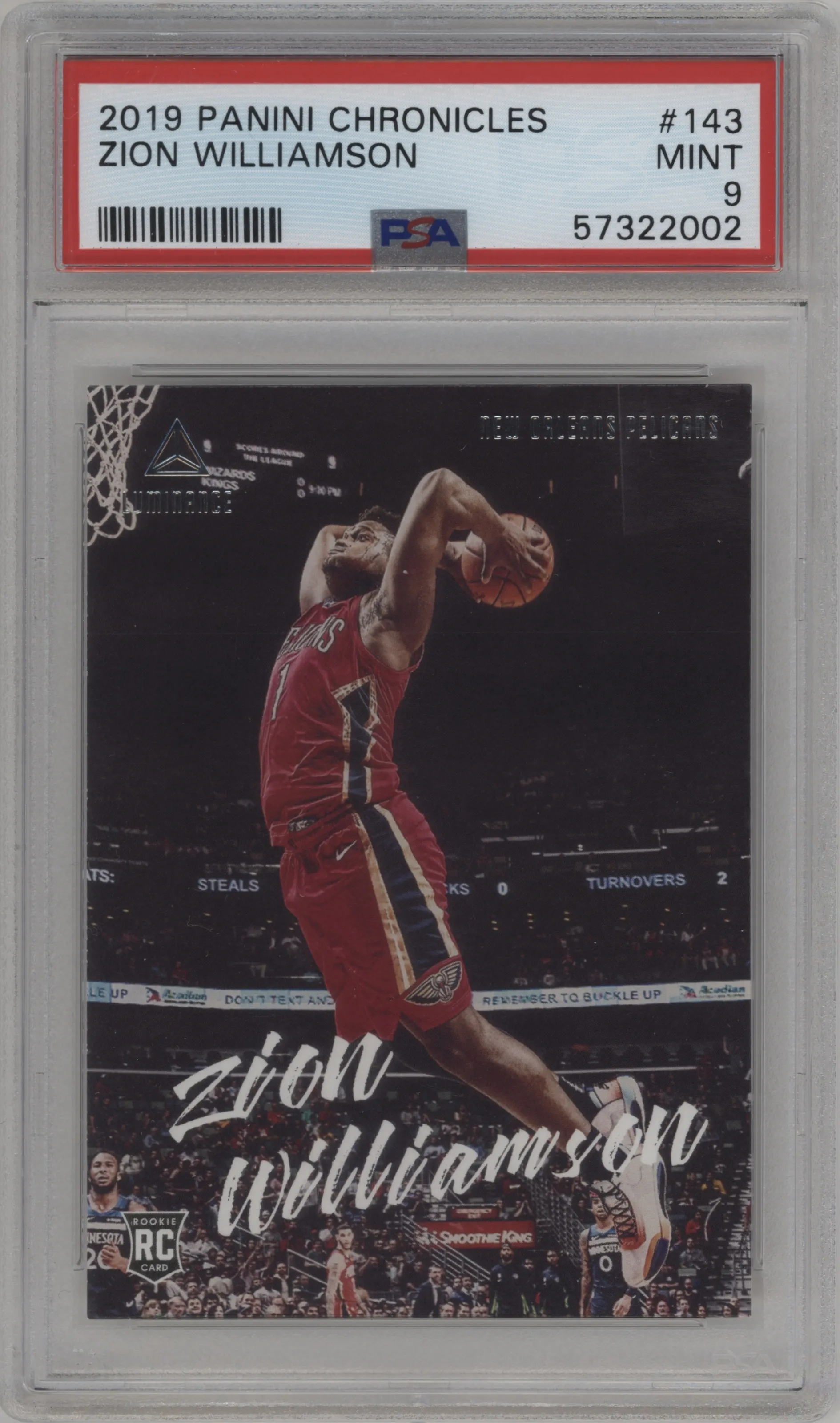 2019 Panini Chronicles Luminance Zion Williamson PSA 9