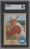 Pete Rose from the 1968 Topps set graded by SGC and given an overall grade of 3.