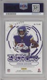 Jordan Addison from the 2023 Panini Donruss Elite set featuring a Black Gold parallel graded by PSA and given an overall grade of 10.