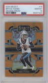 Bryce Young from the 2023 Panini Select set featuring a Orange Prizm parallel graded by PSA and given an overall grade of 10.