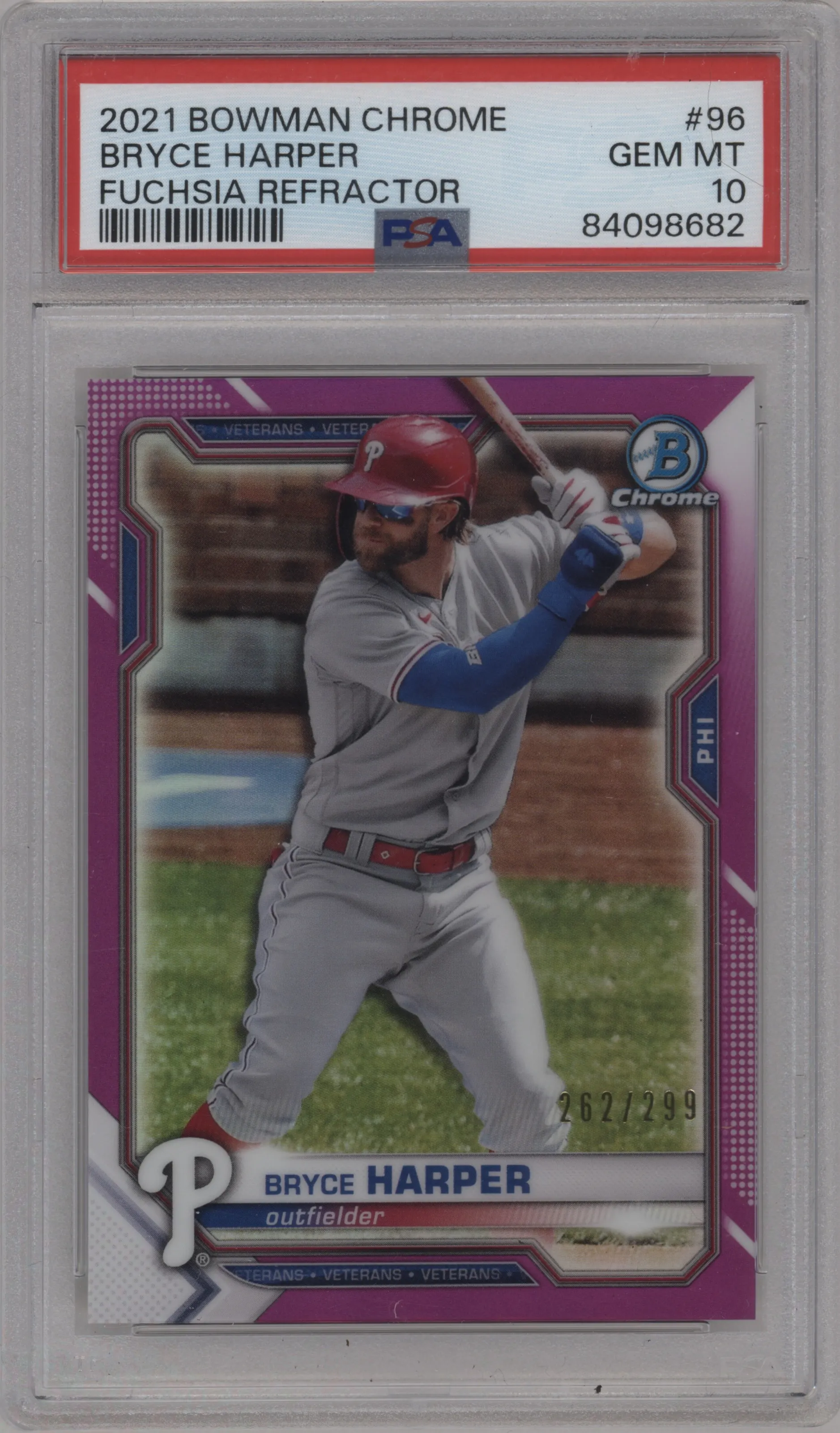 2021 Bowman Chrome Bryce Harper Fuchsia Refractor PSA 10