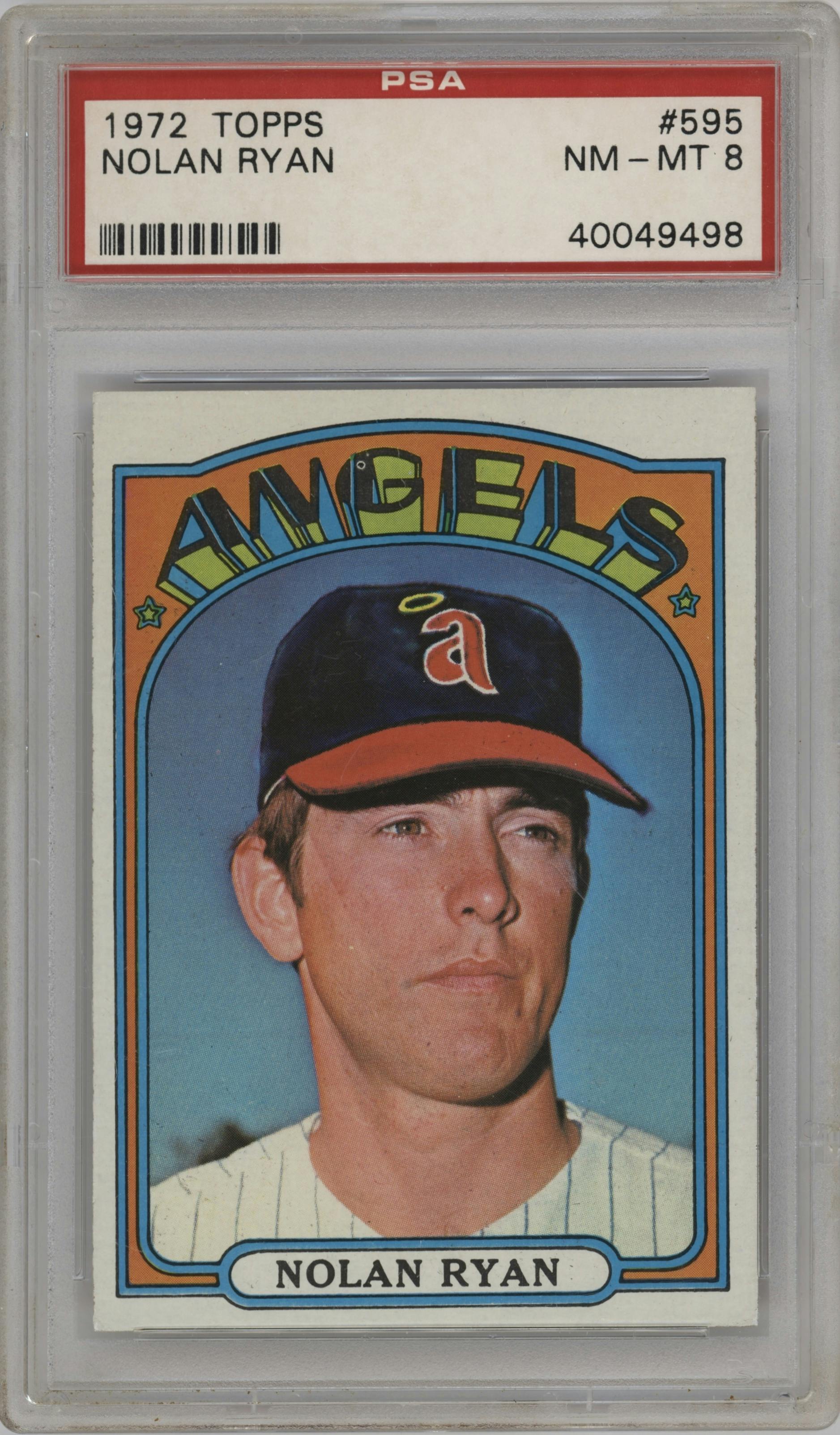 Nolan Ryan from the 1972 Topps set graded by PSA and given an overall grade of 8.