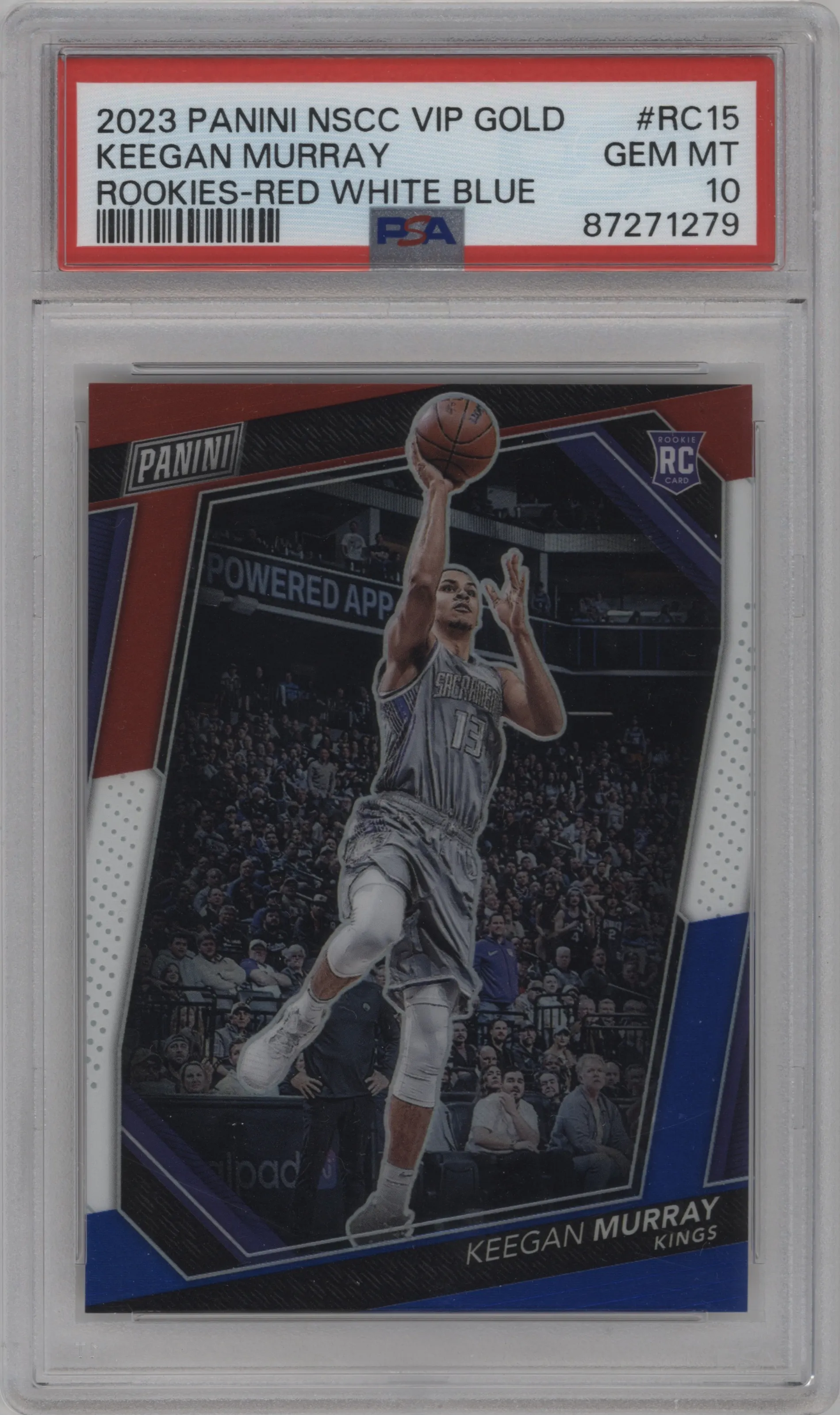 2023 Panini The National VIP Gold Packs Keegan Murray Red/White/Blue #RC15 PSA 10