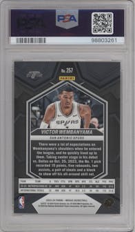 Victor Wembanyama from the 2023-24 Panini Mosaic set graded by PSA and given an overall grade of 10.