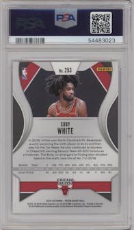 Coby White from the 2019-20 Panini Prizm set graded by PSA and given an overall grade of 10.