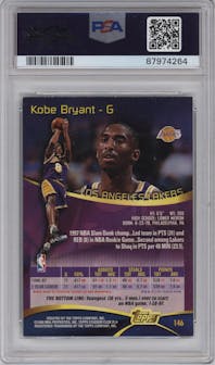Kobe Bryant from the 1997-98 Topps Stadium Club set graded by PSA and given an overall grade of 7.