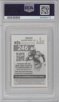 Patick Mahomes II from the 2020 Panini NFL Sticker & Card set graded by PSA and given an overall grade of 10.