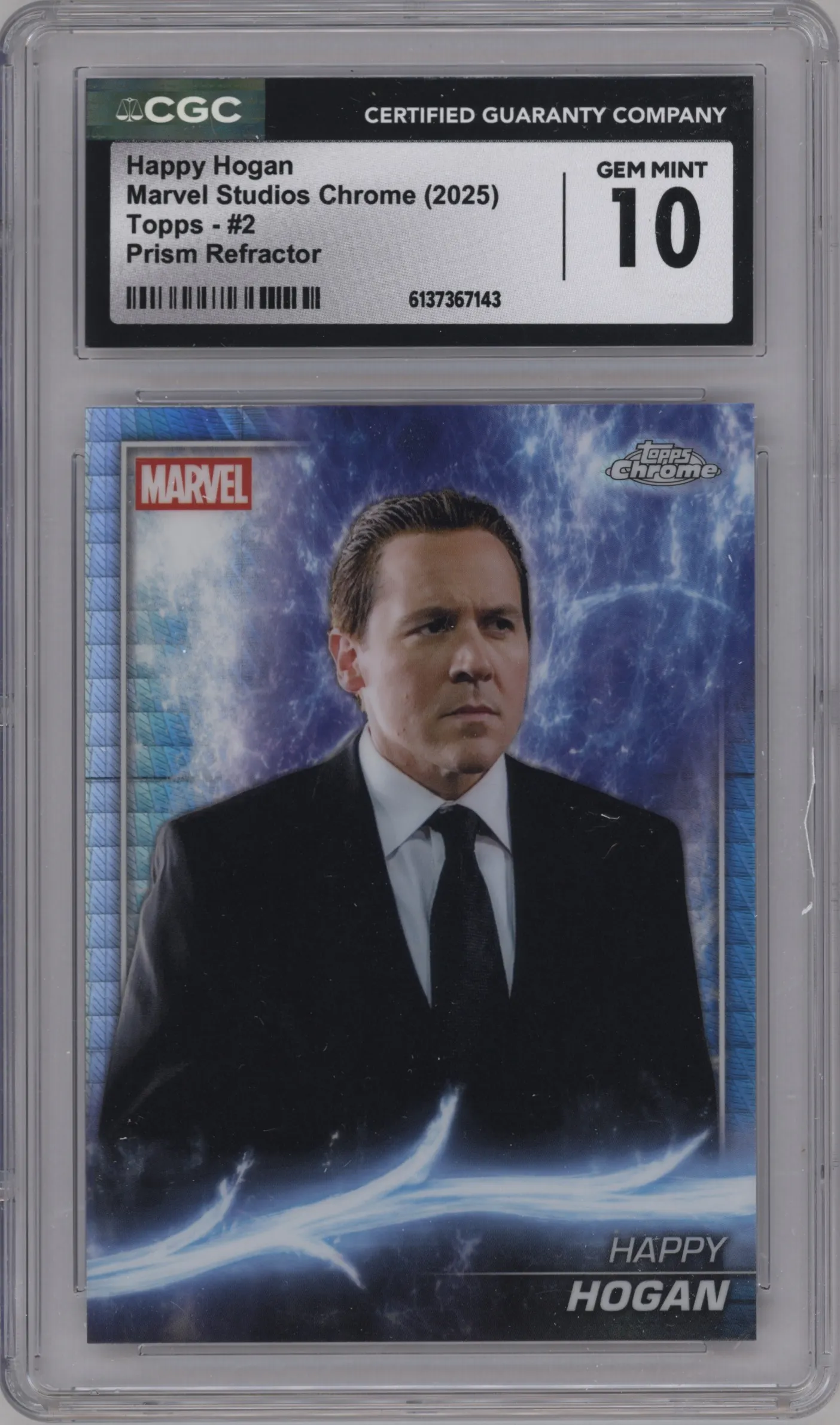 2025 Topps Chrome Marvel Studios Happy Hogan Prism Refractor #2 CGC 10