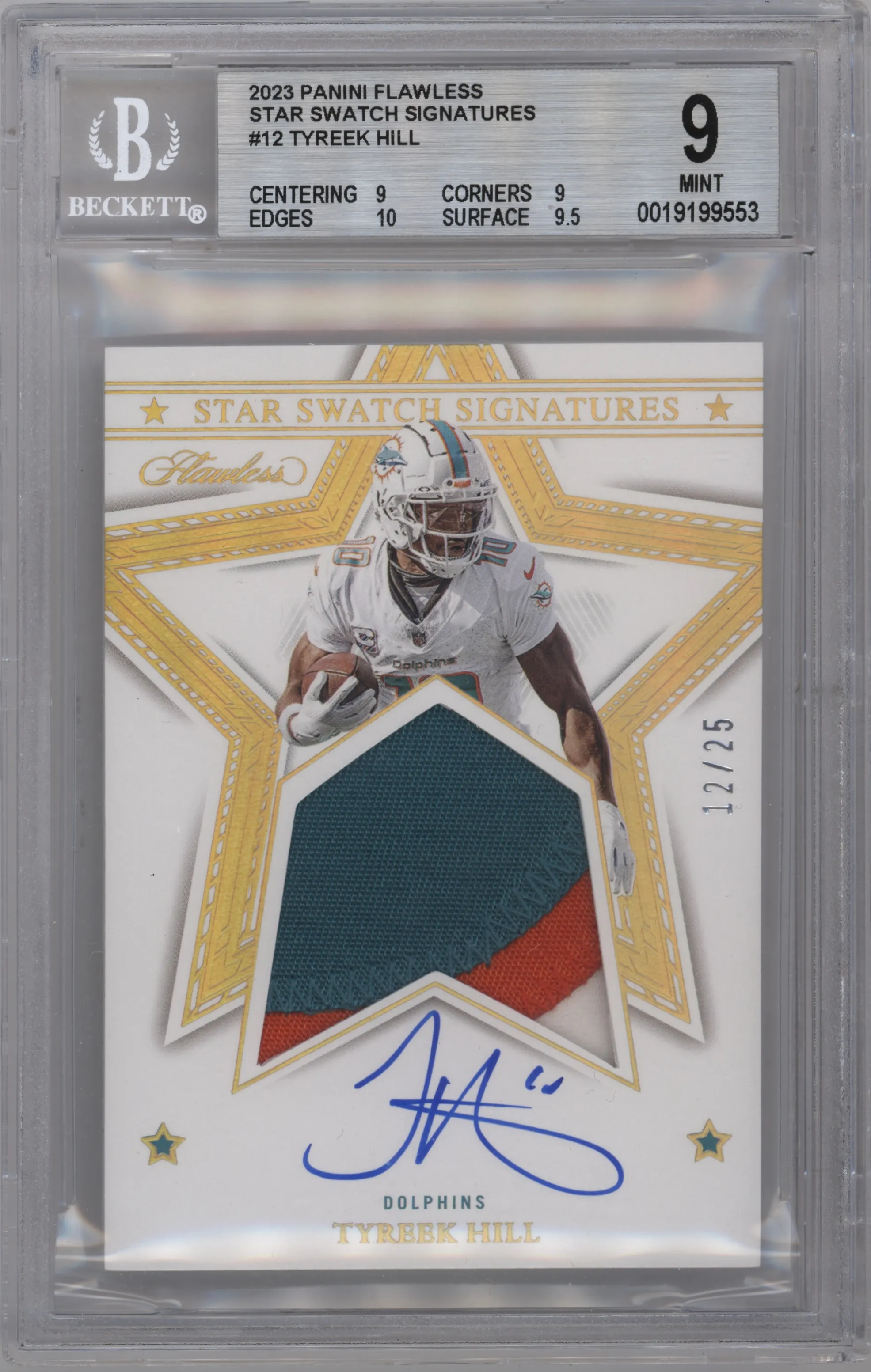 2023 Panini Flawless Star Swch.Sig. Tyreek Hill #SS-THIL BGS 9