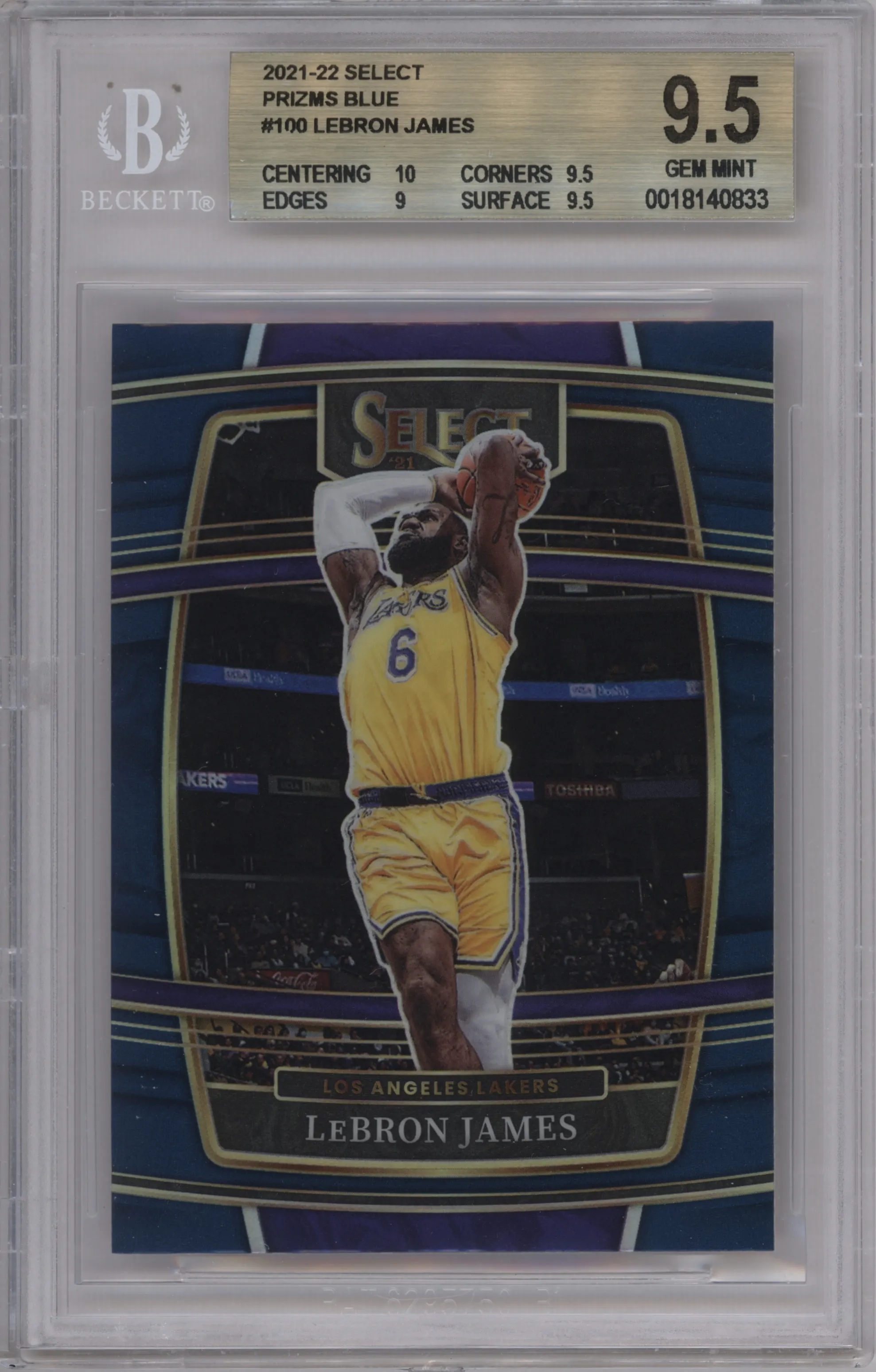 2021 Panini Select LeBron James Blue Prizm #100 BGS 9.5