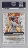 Aaron Judge from the 2022 Panini Donruss set featuring a Rapture parallel graded by PSA and given an overall grade of 10.