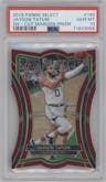 Jayson Tatum from the 2019-20 Panini Select set featuring a Die-Cut Maroon parallel graded by PSA and given an overall grade of 10.