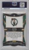 Jayson Tatum from the 2019-20 Panini Select set featuring a Die-Cut Maroon parallel graded by PSA and given an overall grade of 10.