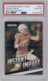 Drake Maye from the 2024 Panini Prizm Draft Picks set graded by PSA and given an overall grade of 10.