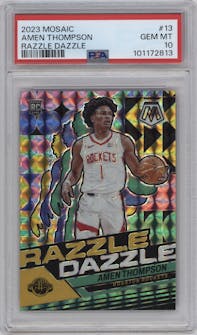 Amen Thompson from the 2023-24 Panini Mosaic set graded by PSA and given an overall grade of 10.