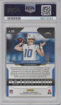 Justin Herbert from the 2020 Panini Prizm set graded by PSA and given an overall grade of 10.