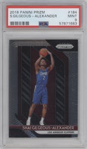 Shai Gilgeous-Alexander from the 2018-19 Panini Prizm set graded by PSA and given an overall grade of 9.