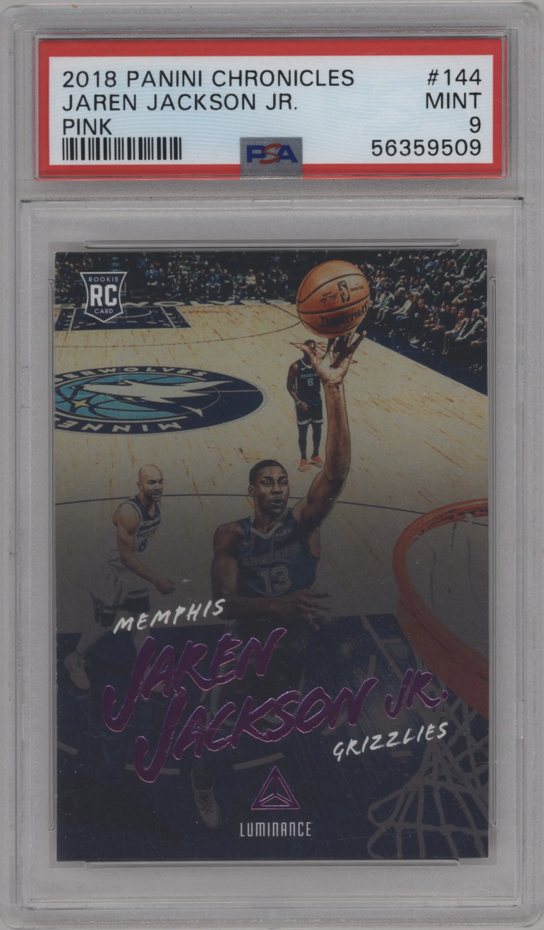2018 Panini Chronicles Luminance Jaren Jackson Jr. Pink #144 PSA 9
