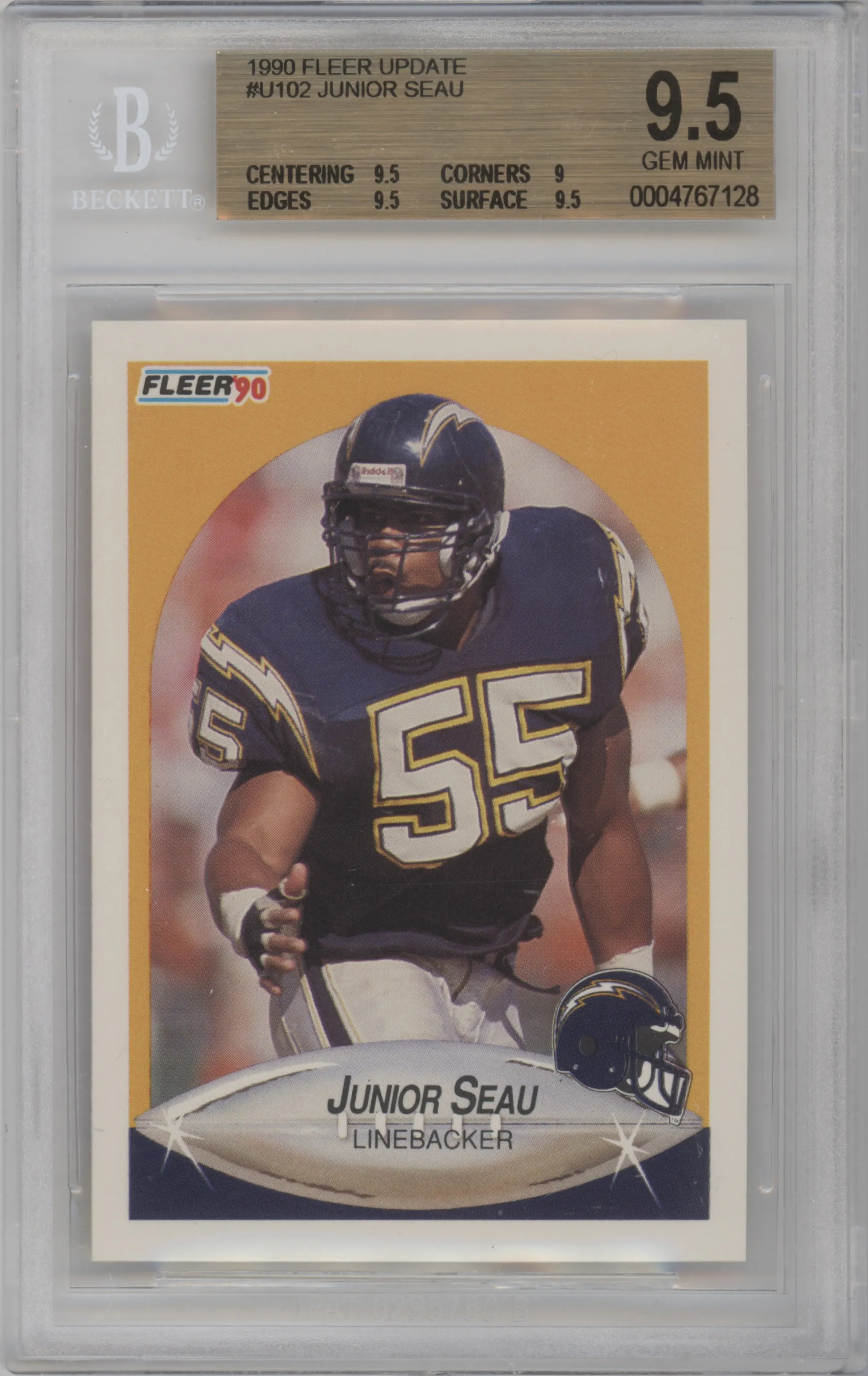1990 Fleer Update Junior Seau BGS 9.5