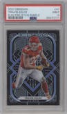 Travis Kelce from the 2021 Panini Obsidian set featuring a Electric Etch Purple parallel graded by PSA and given an overall grade of 9.