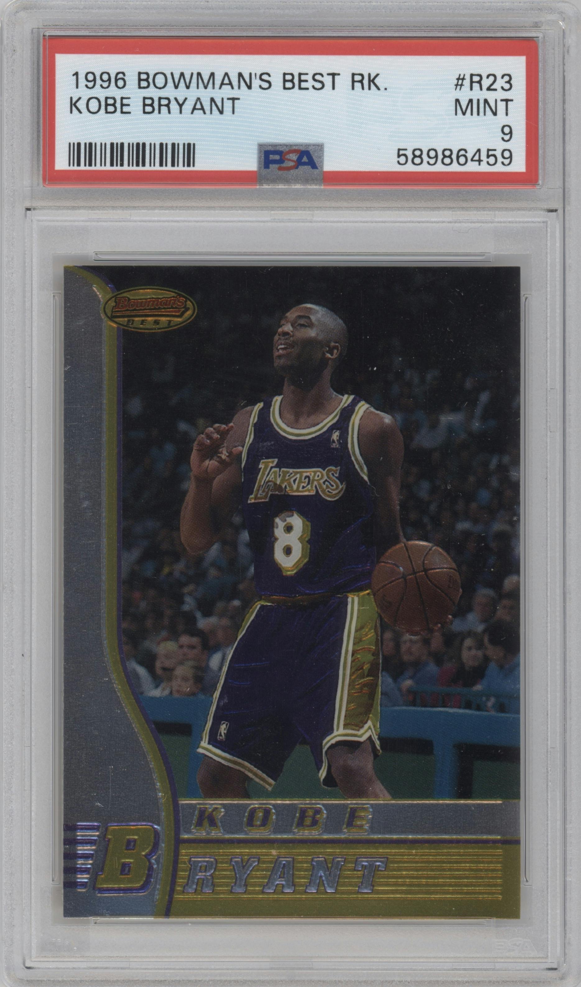 Kobe Bryant from the 1996-97 Bowman’s Best  set graded by PSA and given an overall grade of 9.