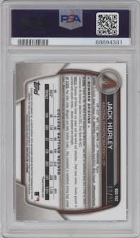 Jack Hurley from the 2023 Bowman Draft Sapphire set featuring a Orange parallel graded by PSA and given an overall grade of 10.
