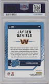 Jayden Daniels from the 2024 Donruss set featuring a Red Wave parallel graded by PSA and given an overall grade of 10.
