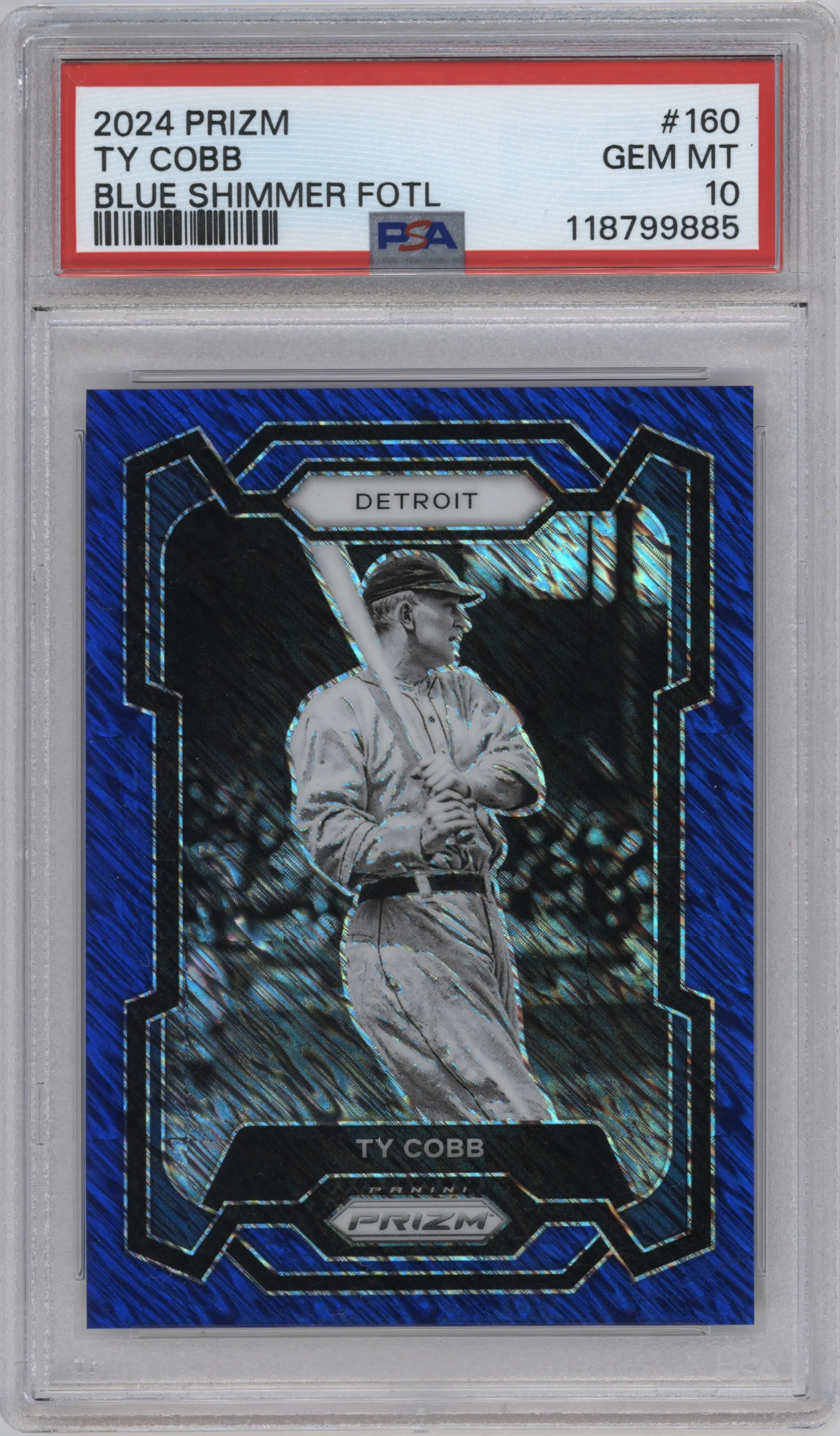2024 Panini Prizm Ty Cobb Blue Shimmer FOTL PSA 10