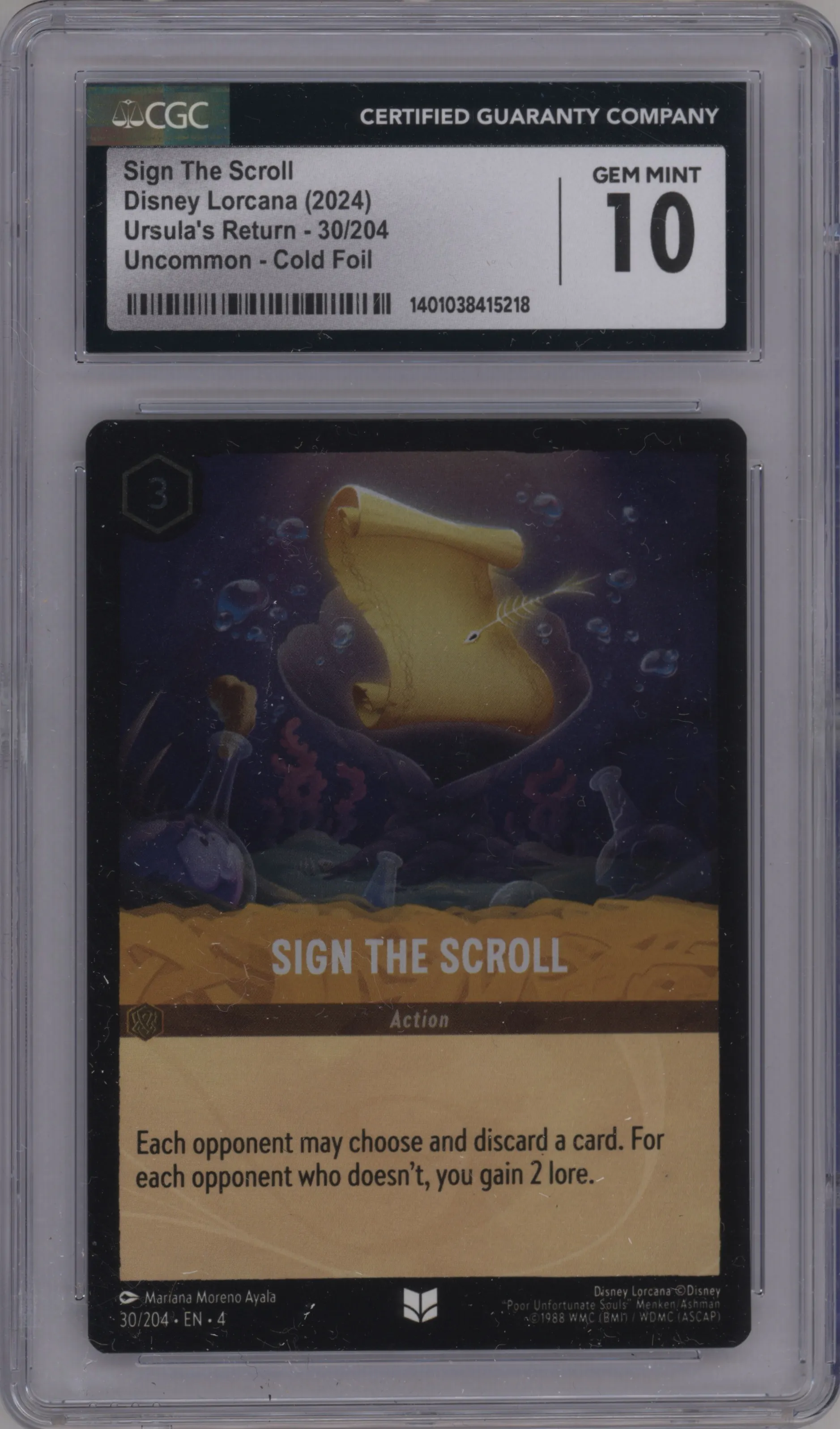 2024 Disney Lorcana Ursula's Return Sign the Scroll Foil #30 CGC 10