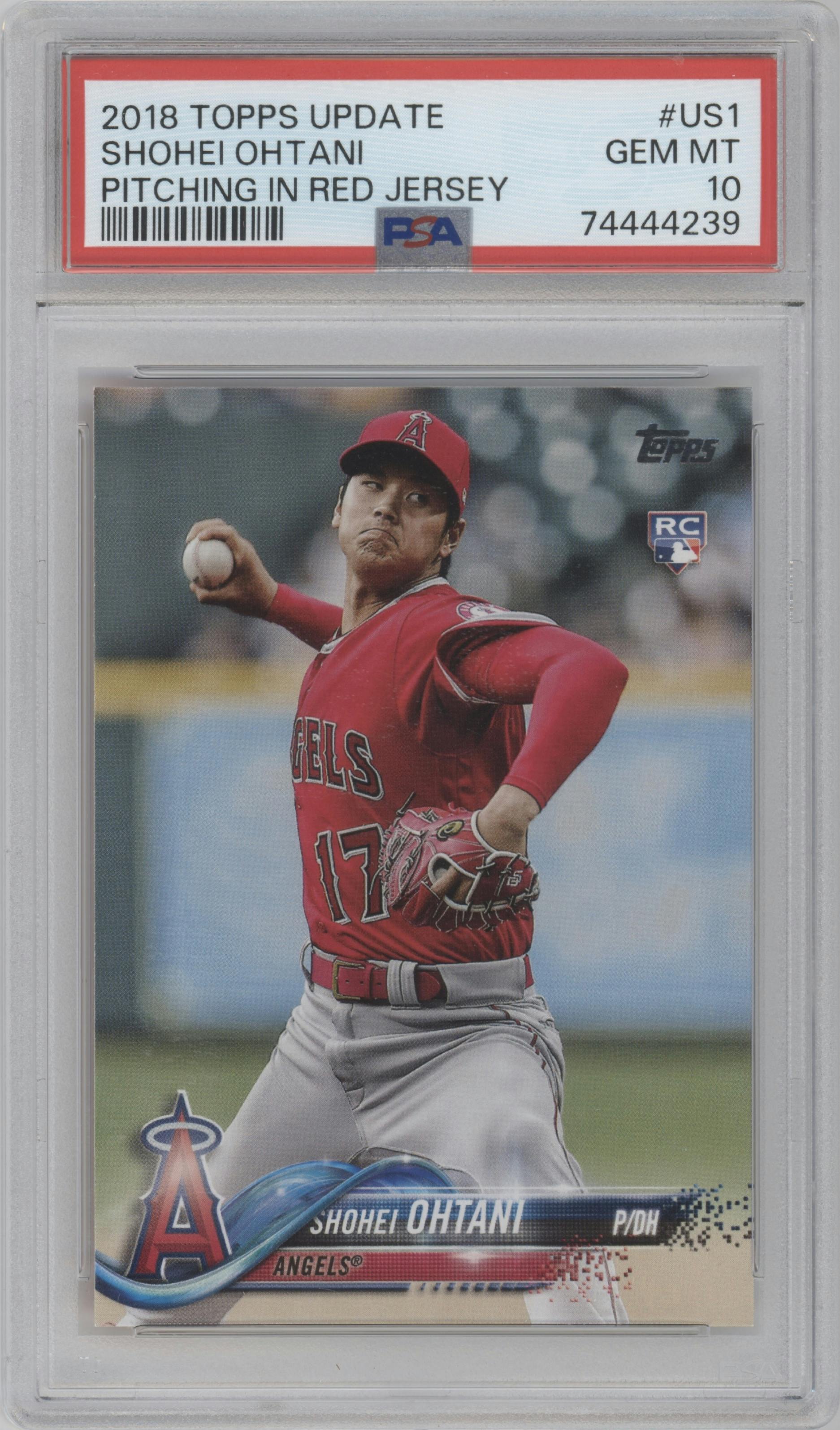 Shohei Ohtani from the 2018 Topps Update set graded by PSA and given an overall grade of 10.