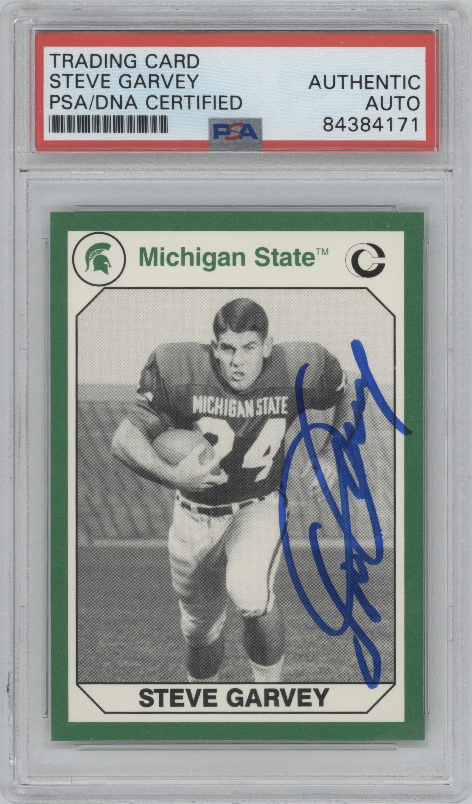 Steve Garvey from the 1990 Collegiate Collection Michigan State Spartans set graded by PSA.
