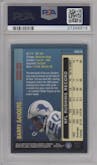 Barry Sanders from the 1998 Topps Chrome set featuring a Refractor parallel graded by PSA and given an overall grade of 9.
