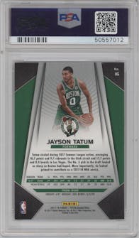 Jayson Tatum from the 2017-18 Panini Prizm  set graded by PSA and given an overall grade of 10.