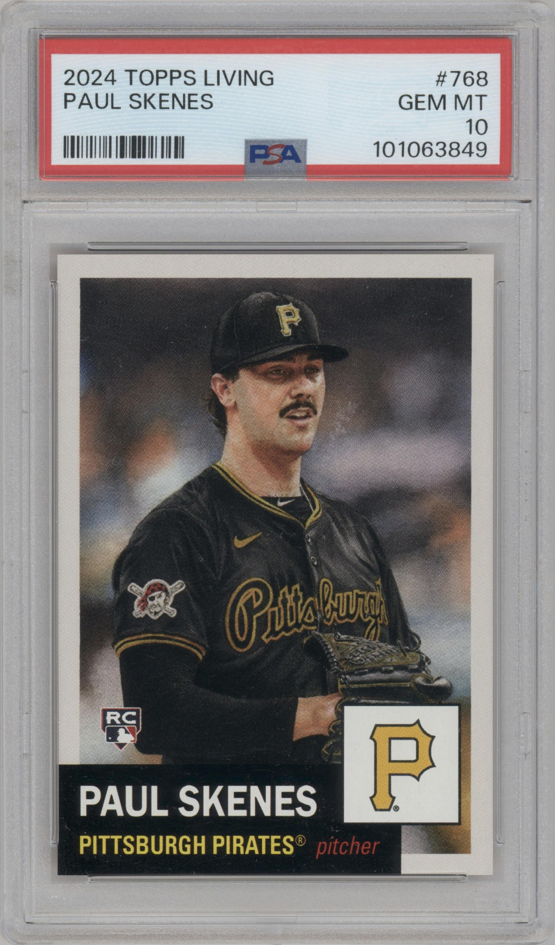 Paul Skenes from the Ultimate Topps Living Set   set graded by PSA and given an overall grade of 10.