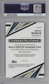 Matas Buzelis from the 2022-23 Bowman University Best set featuring a Green Refractor parallel graded by PSA and given an overall grade of 10.