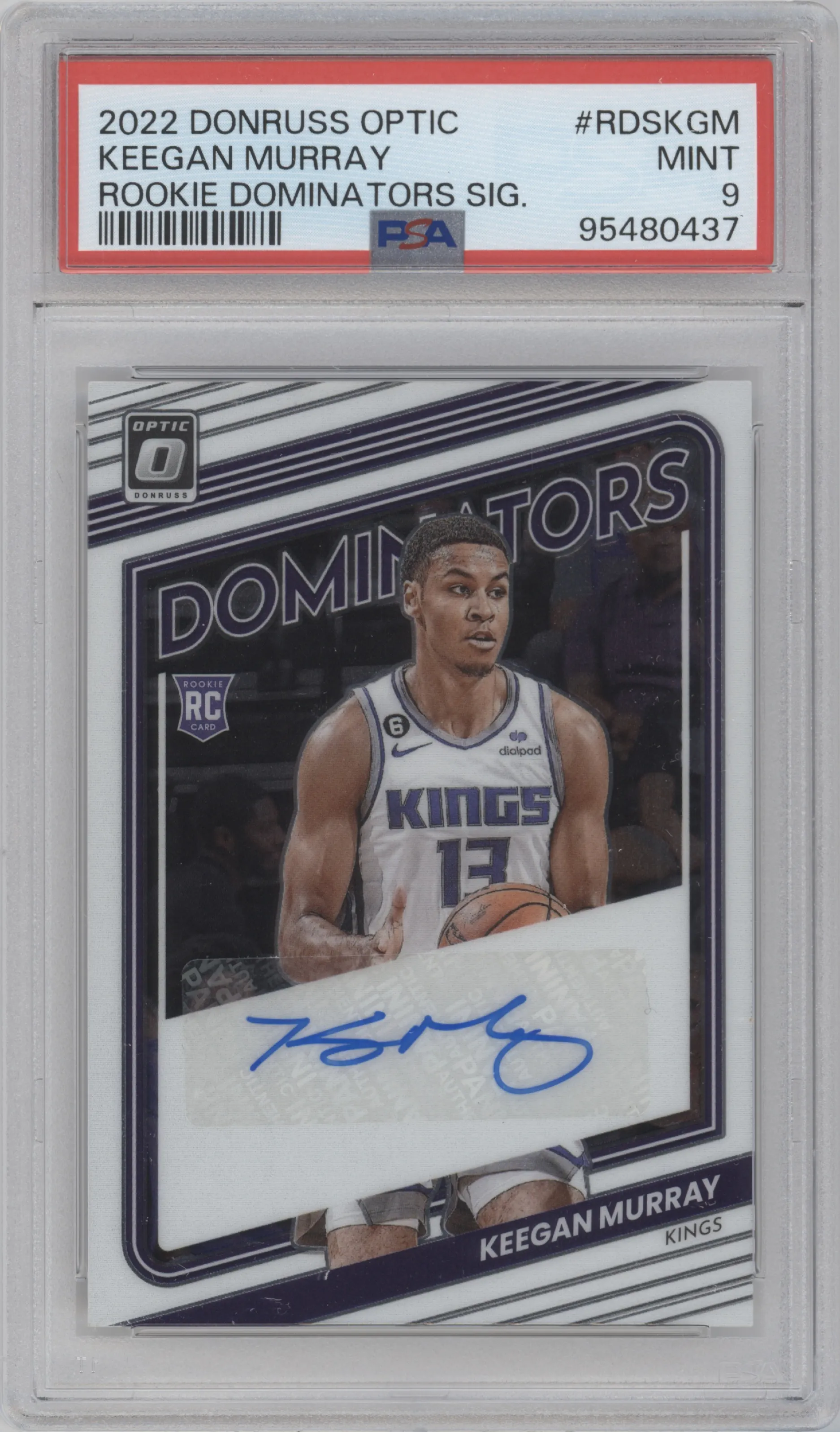 2022 Panini Donruss Optic Rke.Dom.Sig. Keegan Murray PSA 9
