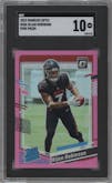 Bijan Robinson from the 2023 Donruss Optic set featuring a Pink parallel graded by SGC and given an overall grade of 10.