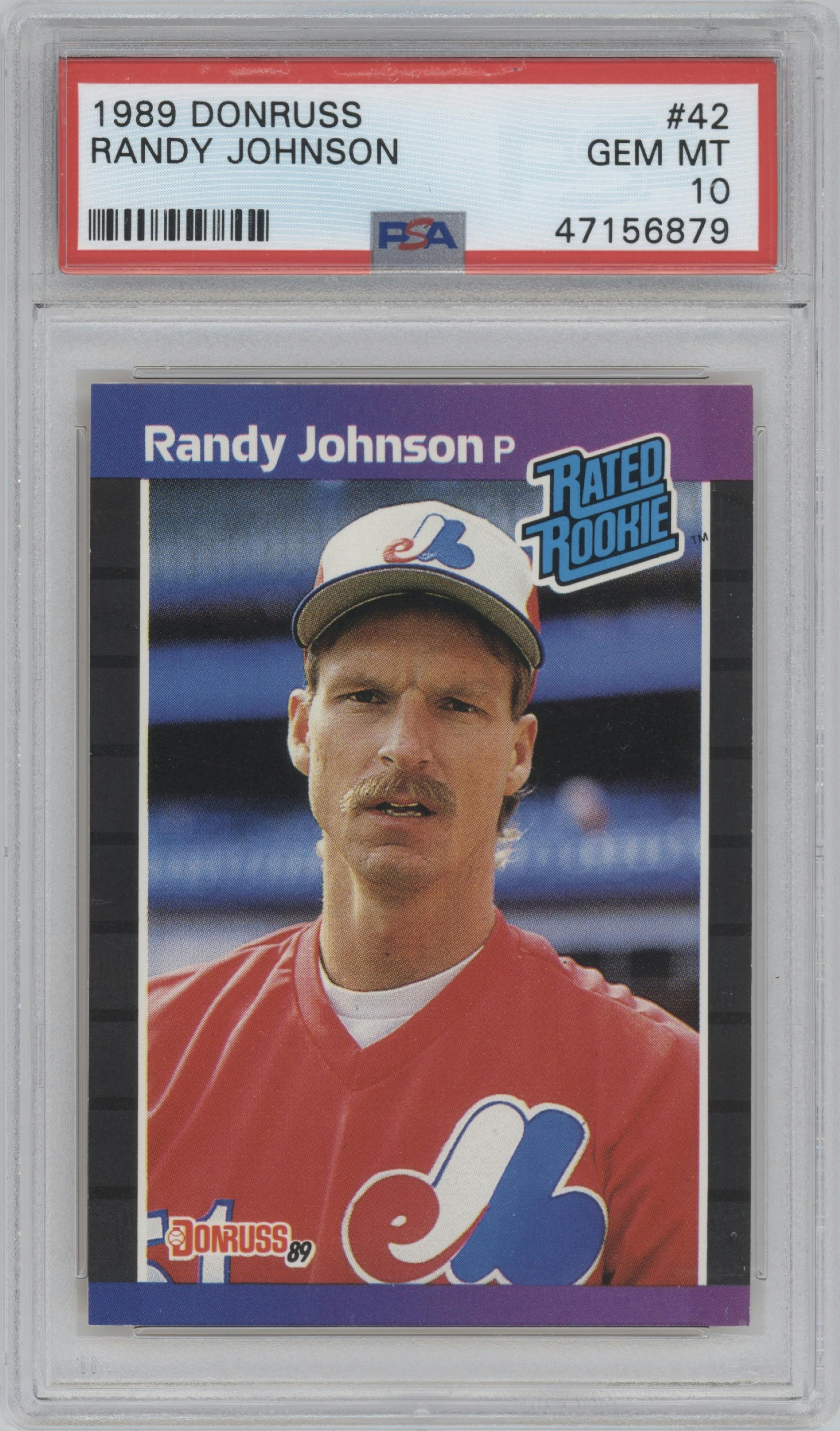Randy Johnson from the 1989 Donruss set graded by PSA and given an overall grade of 10.