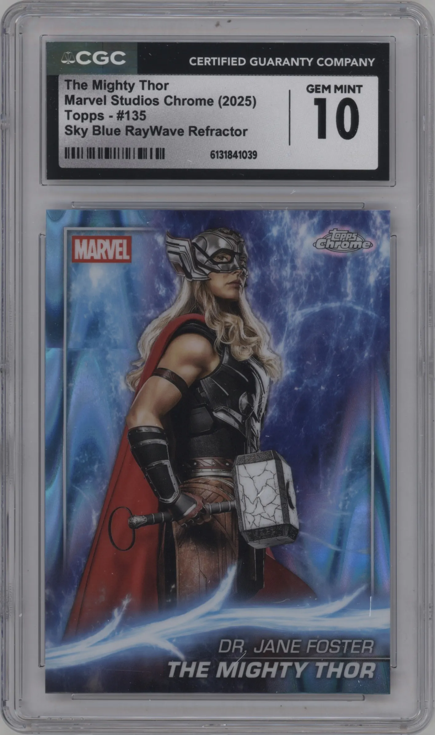 2025 Topps Chrome Marvel Studios The Mighty Thor Sky Blue RayWave Refractor #135 CGC 10